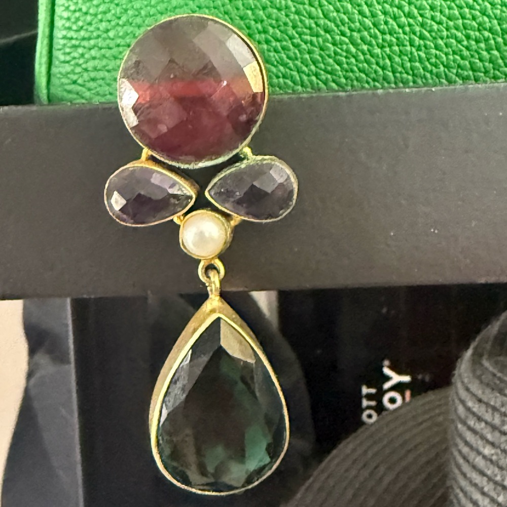 Ottoman Hands Gold Plated Statement Dangle Earrin… - image 3